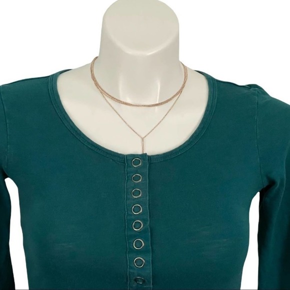 Route 66 Turquoise Snap Front  Henley Style Top S - Picture 3 of 6